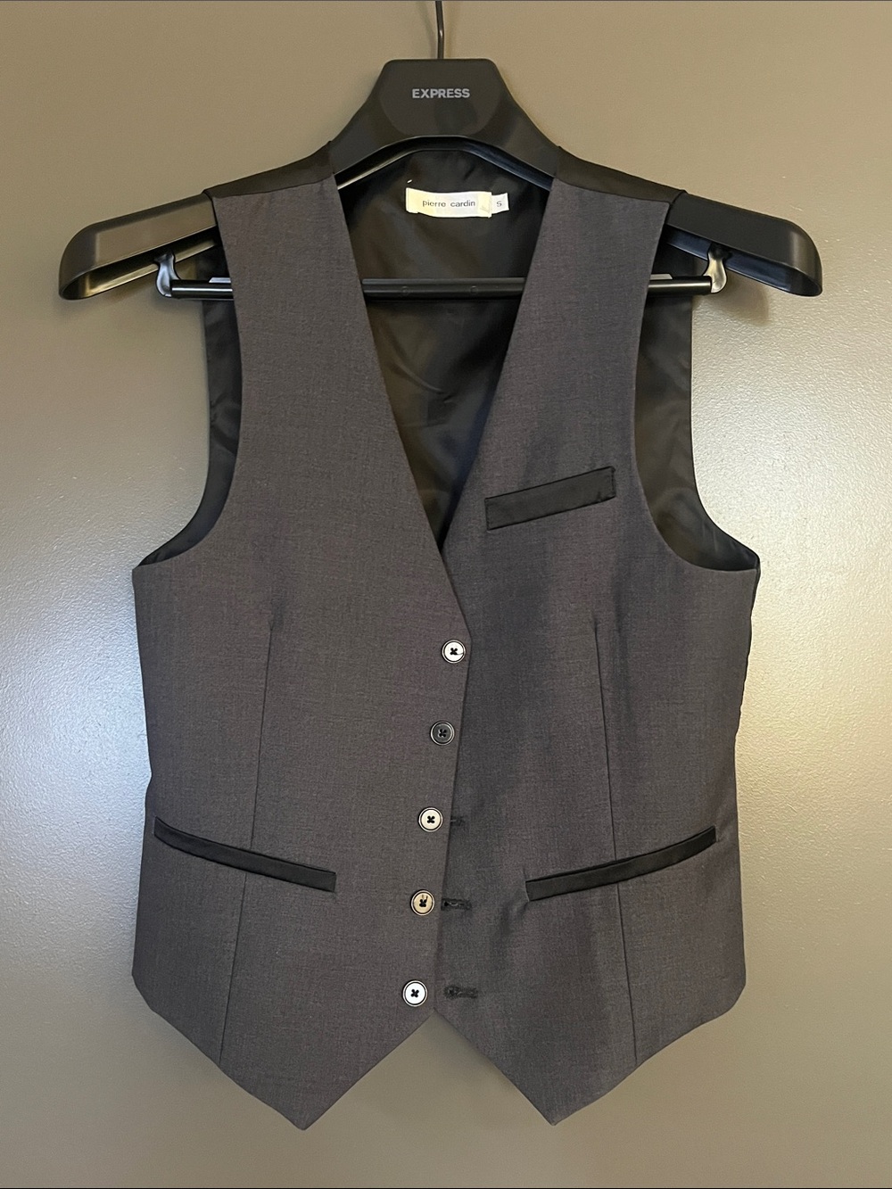 Pierre Cardin Men's Dark Gray Tailored Vest
